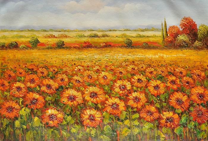 Knife Art Garden Sunflower Painting 
