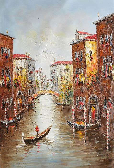 Venice Knife Art Brown Building Painting 