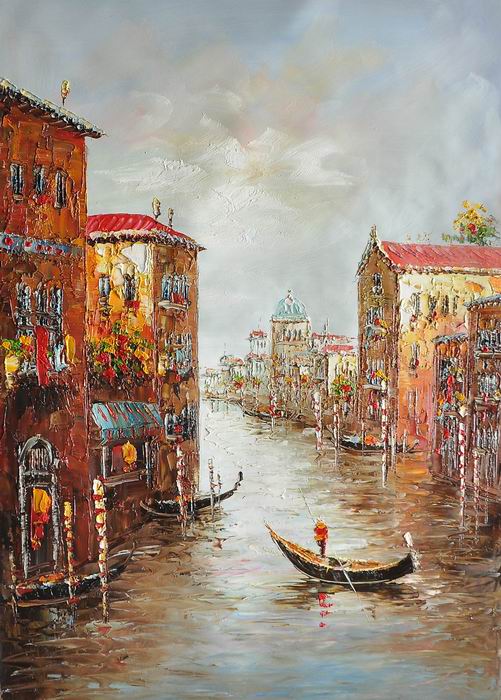 Venice Brown Boat Knife Art Painting 