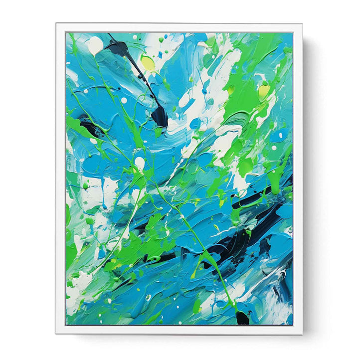 Green Blue Dripping Color Painting