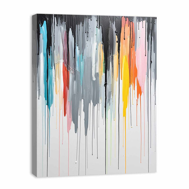 Grey Color Dripping Color  Art Painting