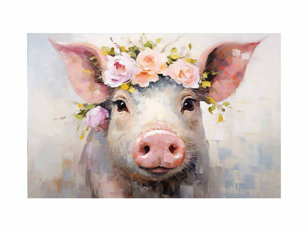 Pig Flower Modern Art Painting