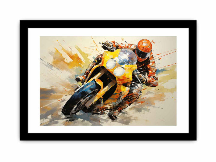 Rider Motorcycle Modern Art Painting