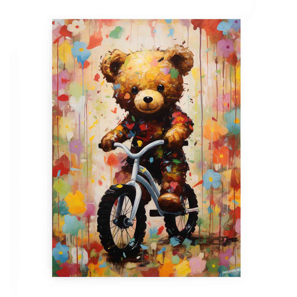 Modern Cycle Teddy Flower Art Painting