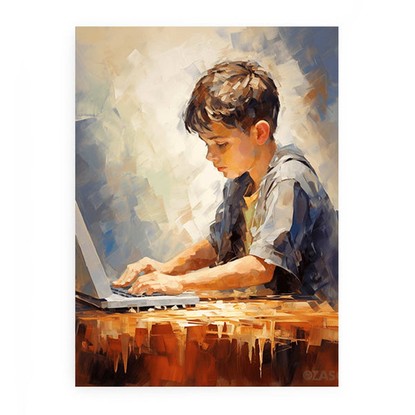 Boy Typing Modern Art  Painting