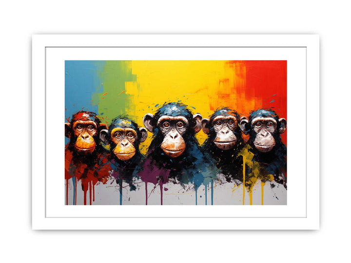 Five Monkeys  Modern Art Painting