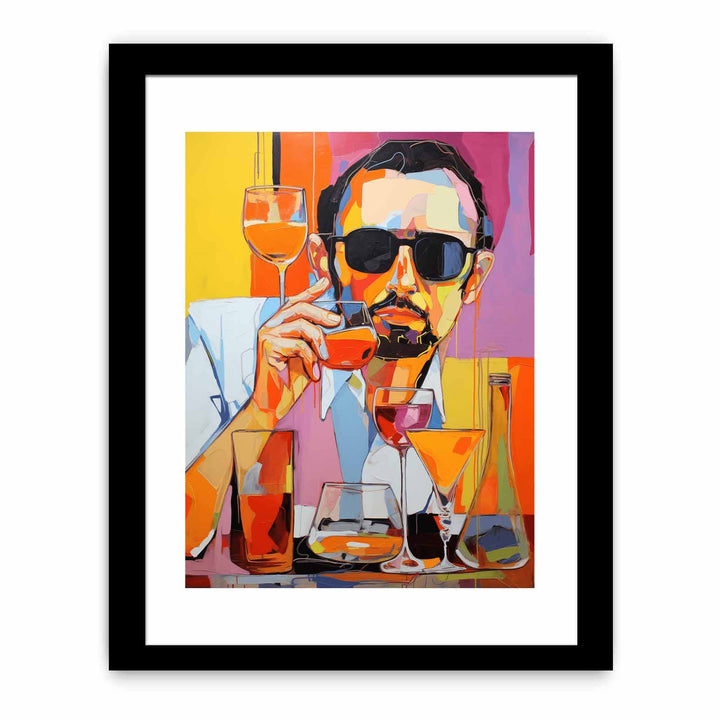 Man Drinking Juice Modern Art Painting