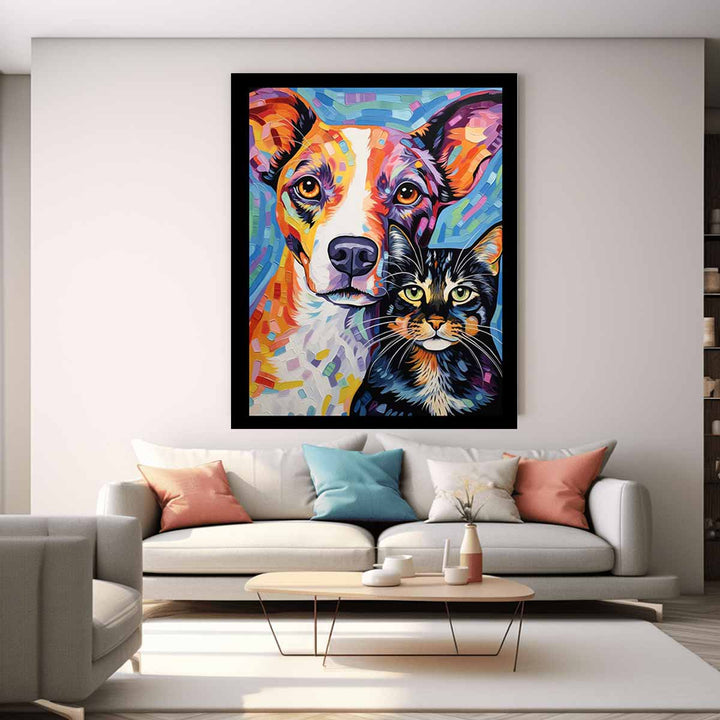 Cat Dog Modern Art Painting