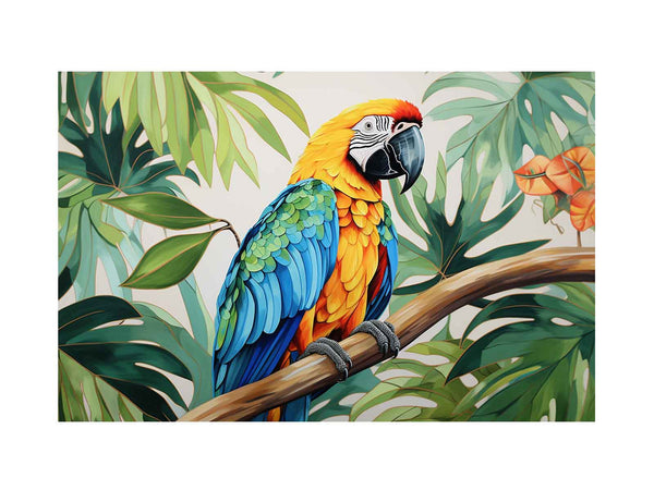 Modern Parrot Leaf Wood Art Painting