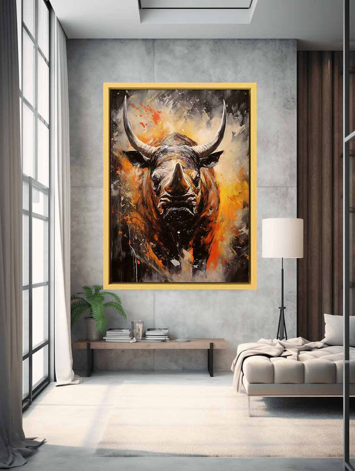 Modern Rhinoceros Art Painting