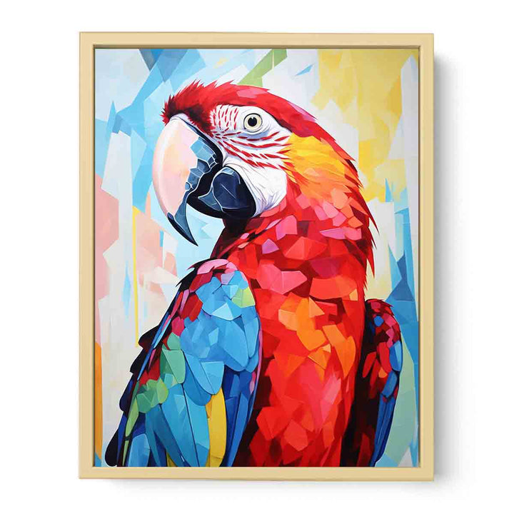Red Blue Parrot Modern Art Painting