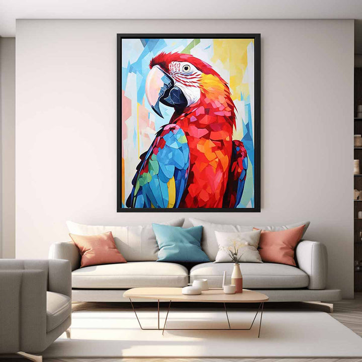 Red Blue Parrot Modern Art Painting