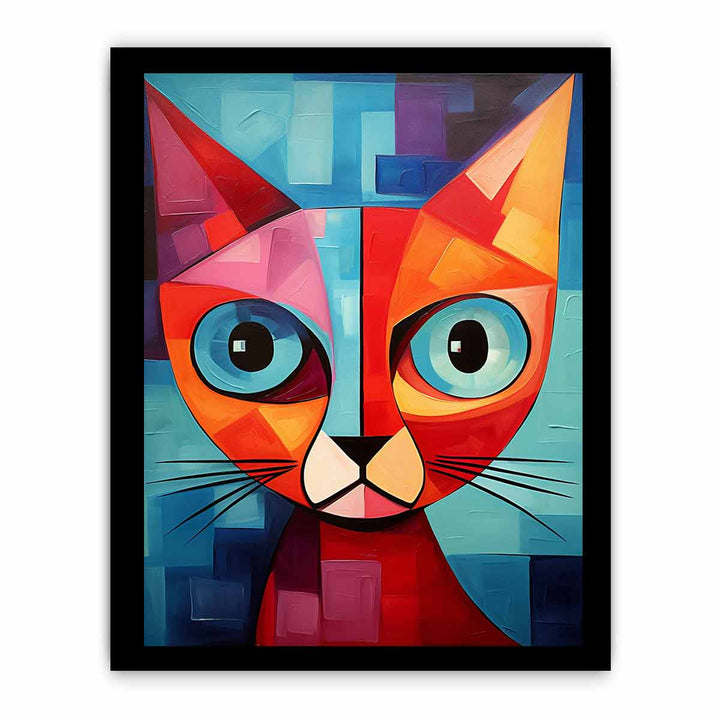 Modern Red Cat Art Painting