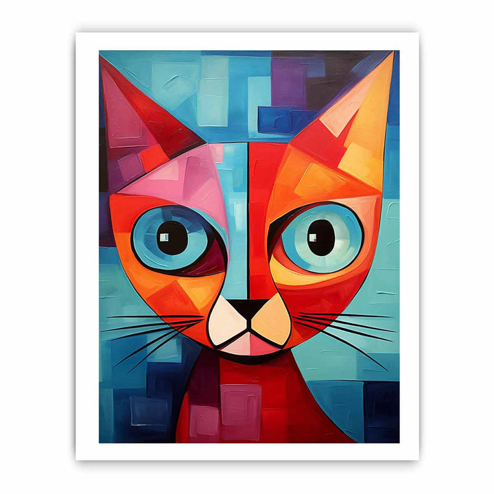 Modern Red Cat Art Painting