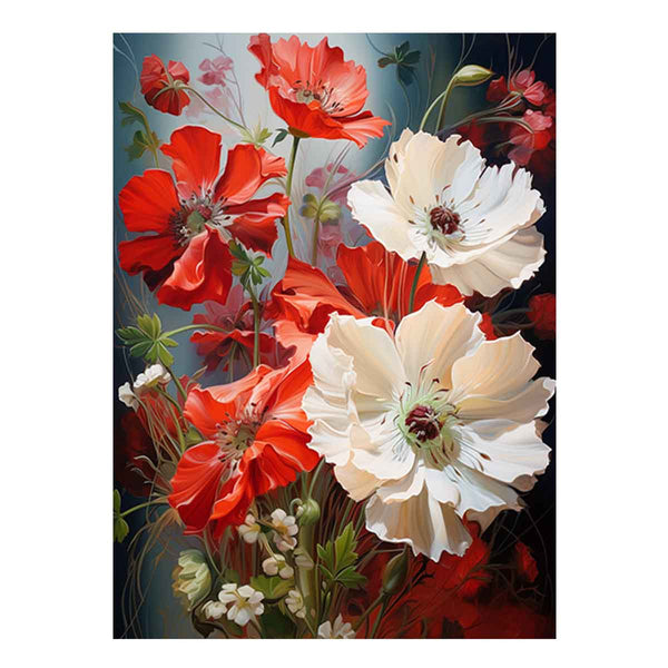 Flower Red White Art Painting